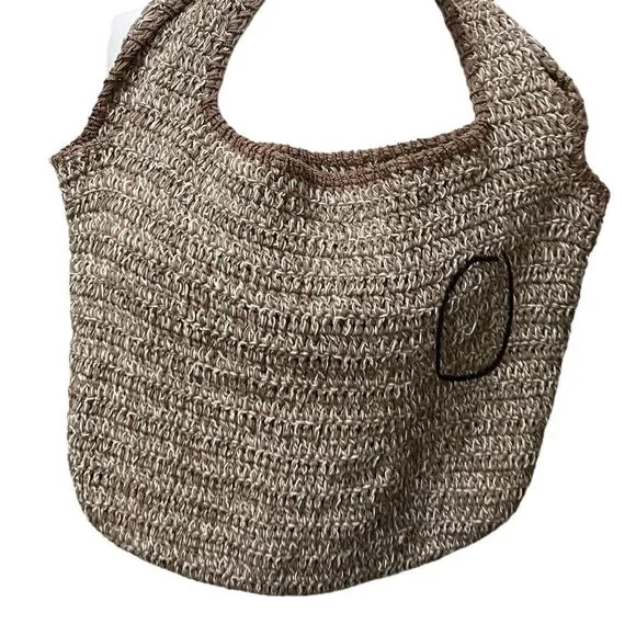 Free People Got Me in Stitches Tote Bag Brown One Size Boho Slouchy Crochet - Picture 10 of 13
